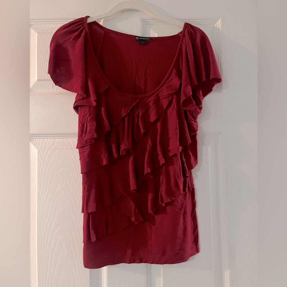 Small New Directions red ruffle shirt